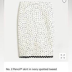 J Crew  No. 2 Pencil Skirt in Ivory Spotted Tweed NWT